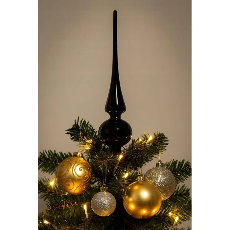 Kaemingk Christbaumspitze, Christbaumspitze Glas 26cm schwarz glänzend – Bild 5