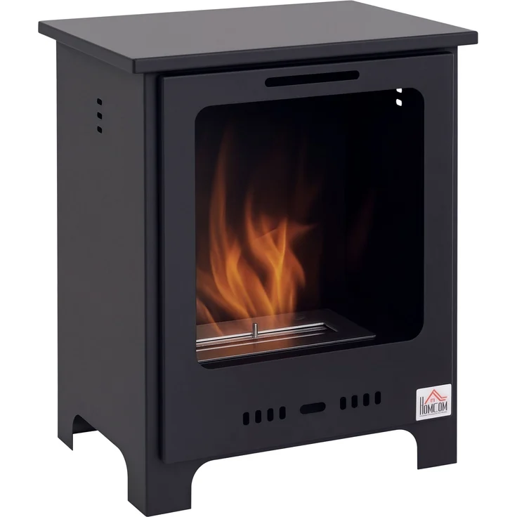 JARDJ Bioethanol-Kamin auf Füßen, 0,9-Liter-Brenner, 3 Stunden Brenndauer, Kaminofen im Neo-Retro-Stil, Maße: 40 x 30 x 50 cm (L x B x H), Geeignet für Räume von 20–25 m², Farbe: Schwarz – Bild 1