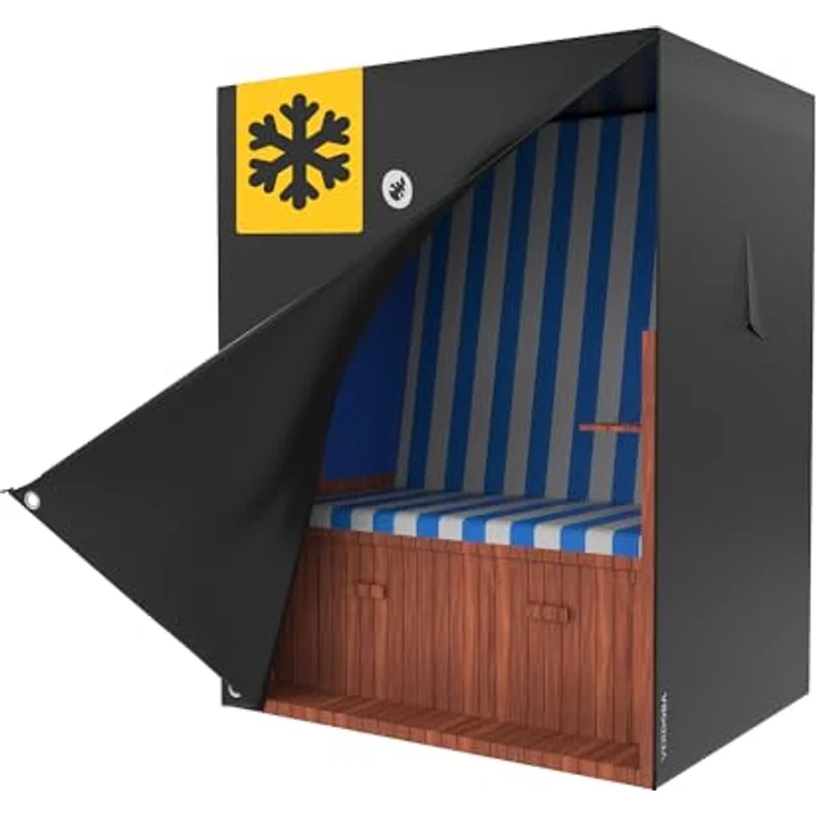 VERDOBA - Premium Strandkorb Schutzhülle winterfest 600D Oxford - 90 x 120 x 155 cm große Strandkorb Schutzhülle - wasserdichte Strandkorbhülle mit YKK Reißverschluss & UV-Schutz – Bild 2