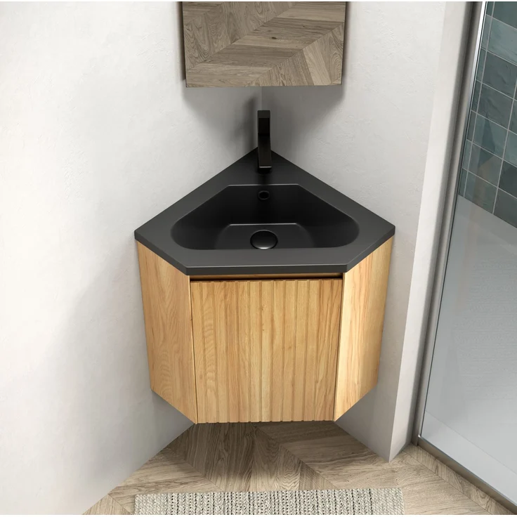 Waschtisch 54,5×38,5×52,4 cm für Ecken mit Harzbecken und Unterschrank – Bild 2