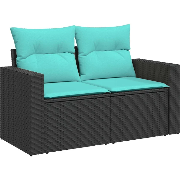 vidaXL Sofa Set 5 stk. Schwarz und Blau Polyrattan und Stahl 3447850 – Bild 3