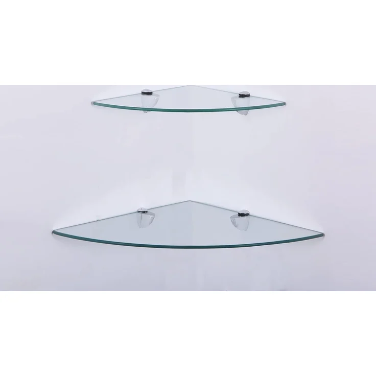 HOOZ Wandregal Eckregal aus Sicherheitsglas mit Halterung - Klarglas 35 x 35 x 0,6 cm, 1-tlg, mit geschliffenen Kanten – Bild 1