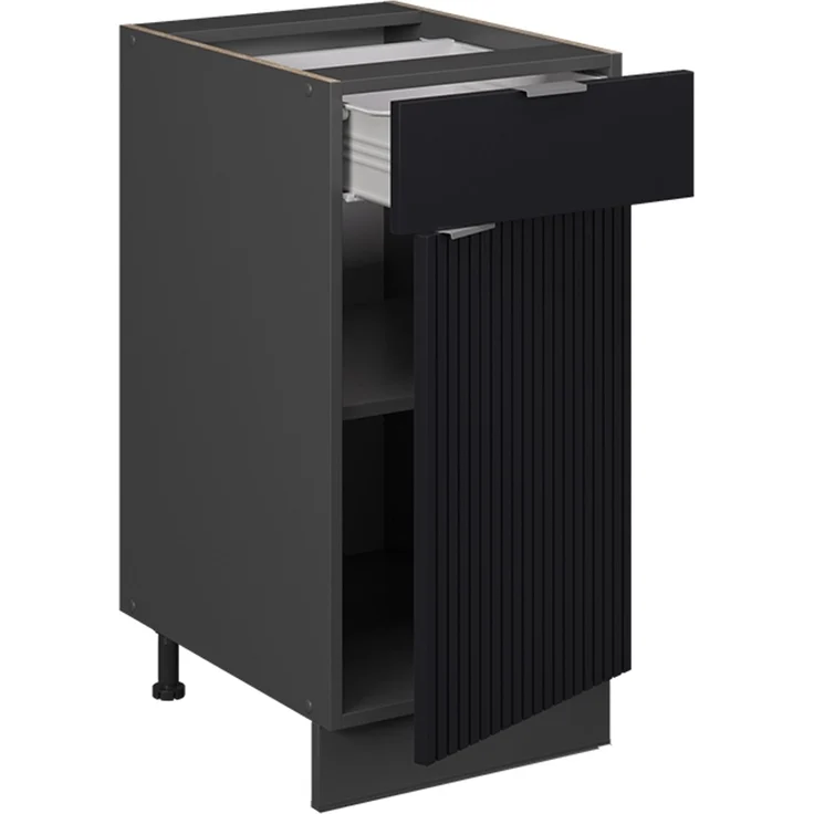 Küchenunterschrank Fame-Line Schwarz gestreift 40 cm , AP Anthrazit Vicco – Bild 4