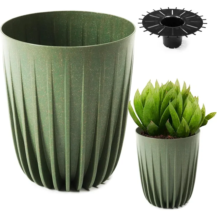 KONZEPT Blumentopf Hoher Blumentopf, Pflanzkübel Groß für Außen, Balkon, Übertopf mit Drainagesystem