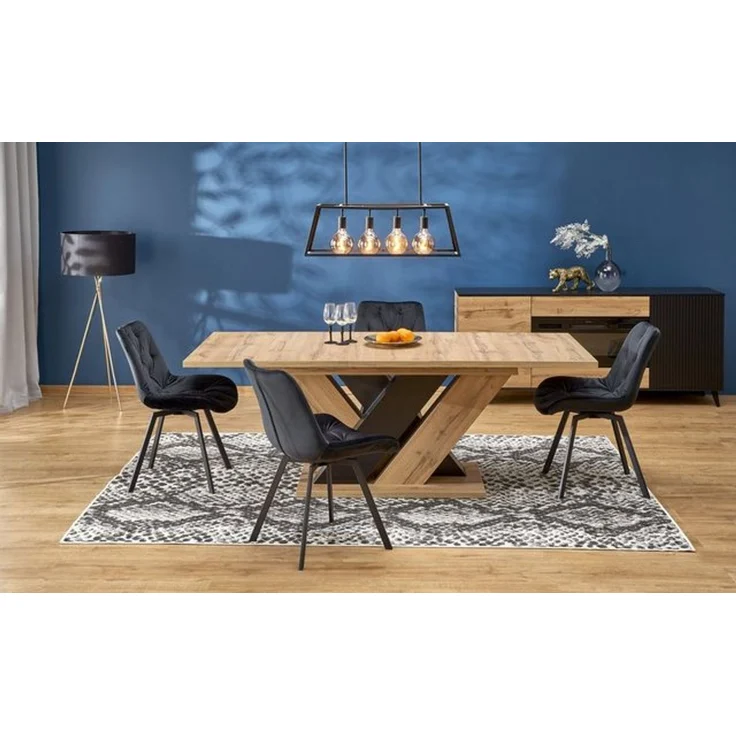 designimpex Esstisch Design HAB-111 Tisch Eiche Artisan - Schwarz ausziehbar 160 bis 200 cm – Bild 4