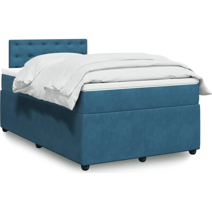 vidaXL Boxspringbett mit Matratze Blau 120x200 cm Samt 3290026 – Bild 1