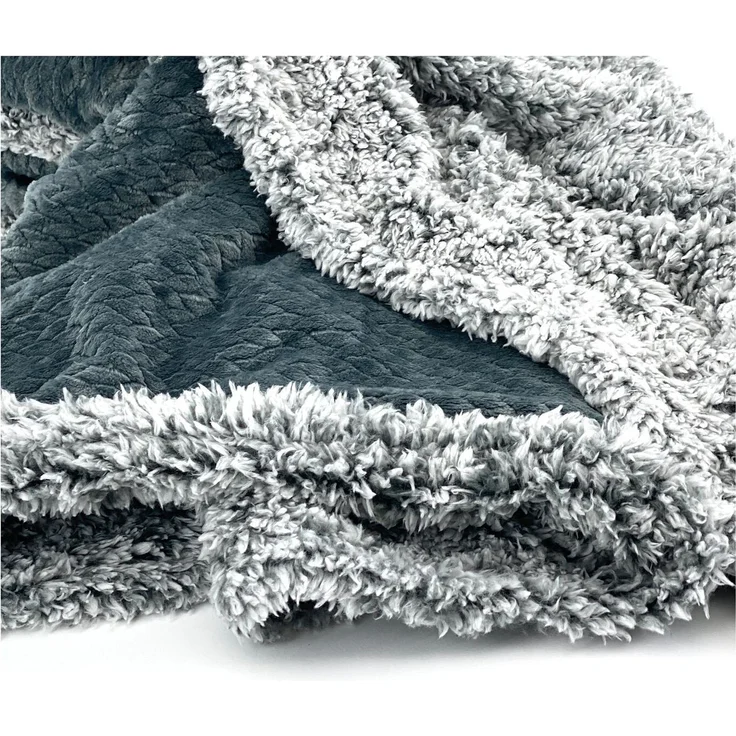 Wohndecke Flauschig warme Kuscheldecke Samt Jaquard Flanell, heimtexland, mit Teddy Plüsch - kuschelig weich - Premium - fusselfrei – Bild 2
