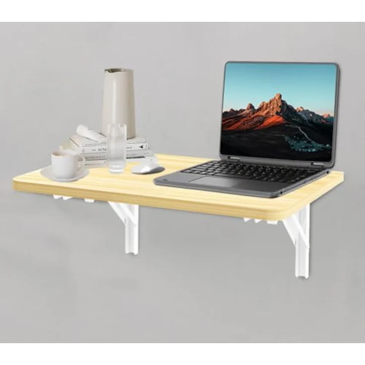Shally Dogan Klappbarer Wandtisch, 80x60 cm, aus Holz, zusammenklappbar, platzsparend, vielseitig, Schreibtisch, Esstisch, Wohnzimmer, Badezimmer, Küche (Eiche) – Bild 9