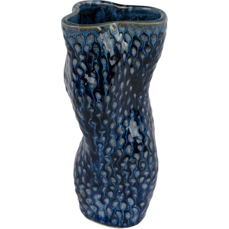 Decoris Vase, Porzellan blau, 12.5x26 cm, handgearbeitet wasserabstoßend