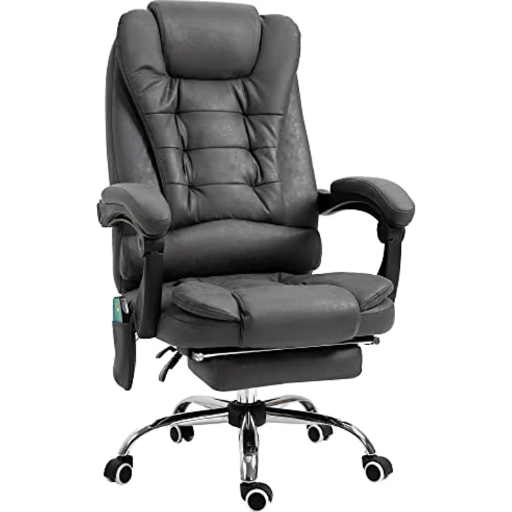Vinsetto Schreibtischstuhl Bürostuhl mit Massagefunktion, Ergonomisch Drehstuhl mit Wärmefunktion (Computerstuhl, 1 St), höhenverstellbar, Blau – Bild 2