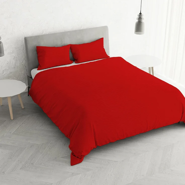 Italian Bed Linen Satin Stripes Bettbezug, Doppelte, Rot – Bild 1