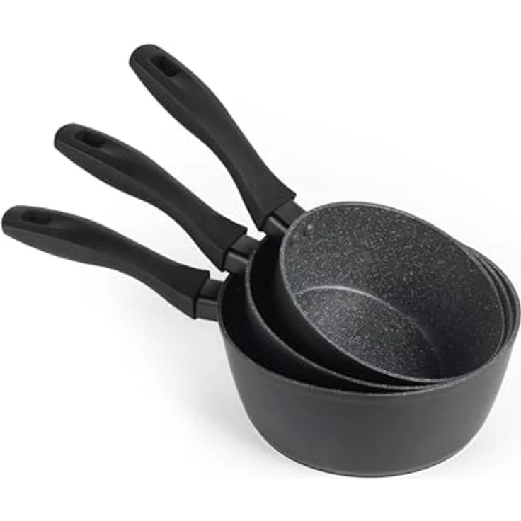 Russell Hobbs RH02814EU7 Metallic Marble Kochpfannen-Set - Antihaft-Küchengeschirr, 20/24-cm-Pfannen, 16/18/20-cm-Töpfe, Deckel aus gehärtetem Glas mit Dampfschlitzen, Induktionskochfeld geeignet – Bild 10