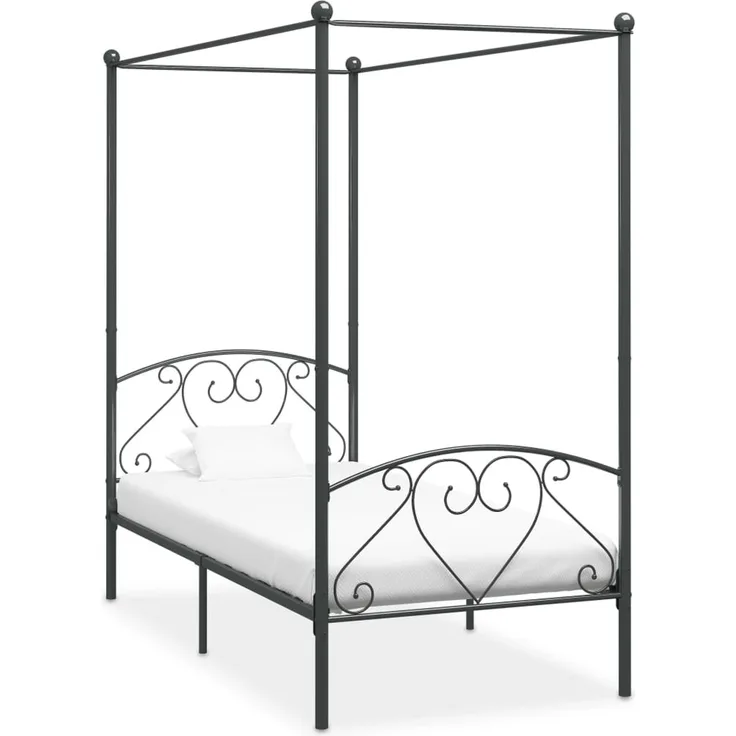 vidaXL Himmelbett-Gestell Grau Metall 120x200 cm [284442]