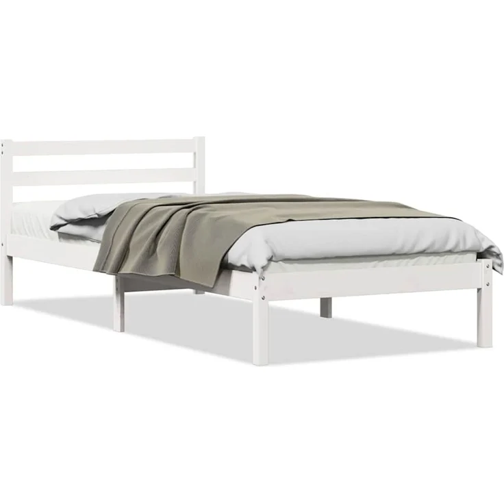 vidaXL Bettrahmen Weiß 225,5 x 105,5 x 69,5 cm Massivholz Kiefer 869779 – Bild 3