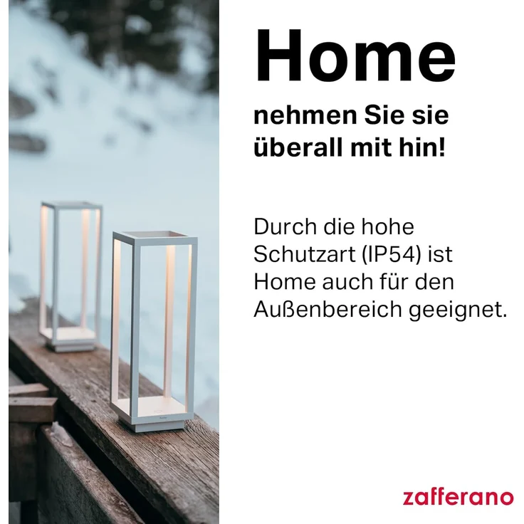 Zafferano, Home Pro Lampe, Wiederaufladbare und Kabellose Tischlampe mit Touch Control, Geeignet für den Innen- und Außenbereich, Dimmer, 3000 K, Höhe 29,4 cm, Farbe Weiß – Bild 4