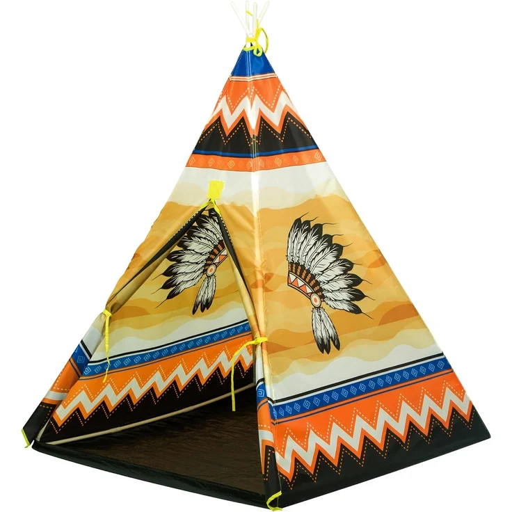 Indianerzelt Wigwam Kinder Spielzelt Tipi mit Indianer Motiv drinnen und draußen – Bild 1