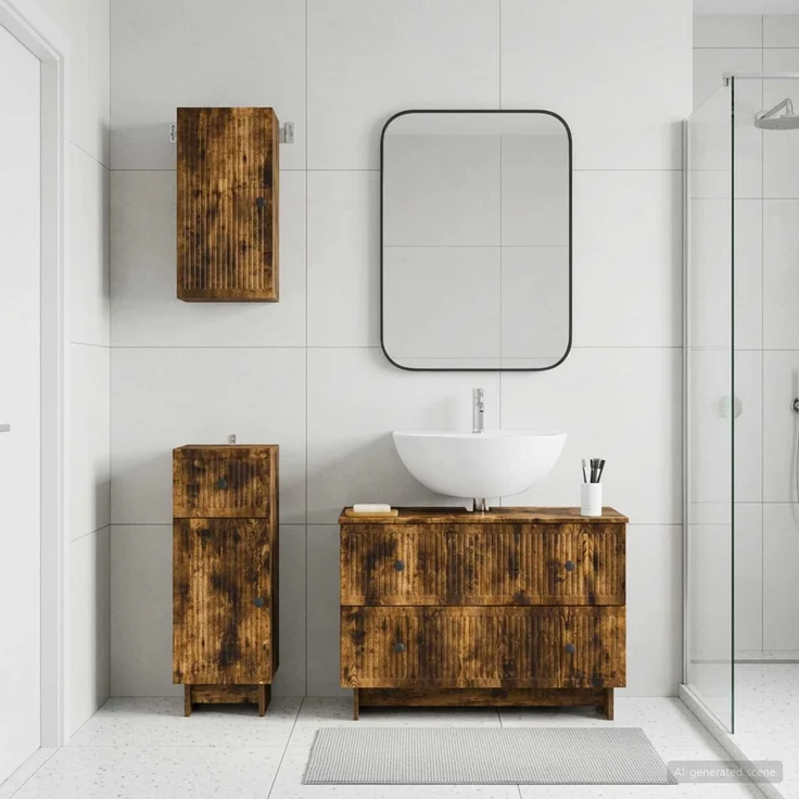 vidaXL 3-teiliges Badezimmer-Schranksystem EDE Raucheiche 3417743 – Bild 1