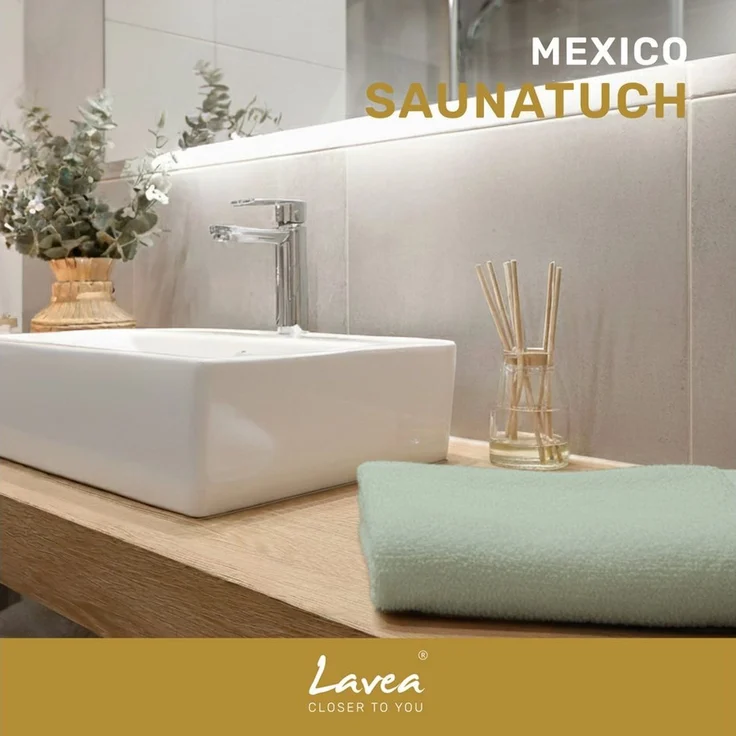Lavea Saunatuch MEXICO Saunahandtuch 80×200 cm – optional mit Bademantel/Morgenmantel, Baumwolle (Set, 1-St), Hochwertiges Walkfrottier – Saunatuch oder Set mit Unisex-Bademantel
