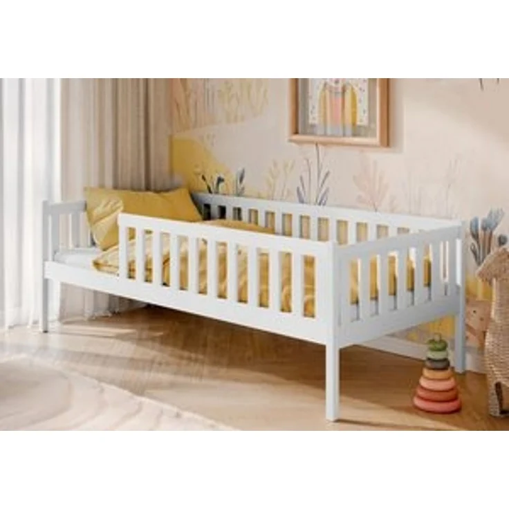 Kids Collective Kinderbett mit Rausfallschutz, Lattenrost und optionaler Matratze, Kinder Bett, 80x160 cm: von 3. bis 10. Lebensjahr, weiß – Bild 6