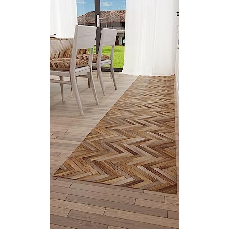 PETTI Artigiani Italiani - Teppich für Küche, rutschfest, waschbar, Läufer für Küche, Teppich, Küchenläufer, 52 x 340 cm, Design Parkett 01, 100% Made in Italy – Bild 4