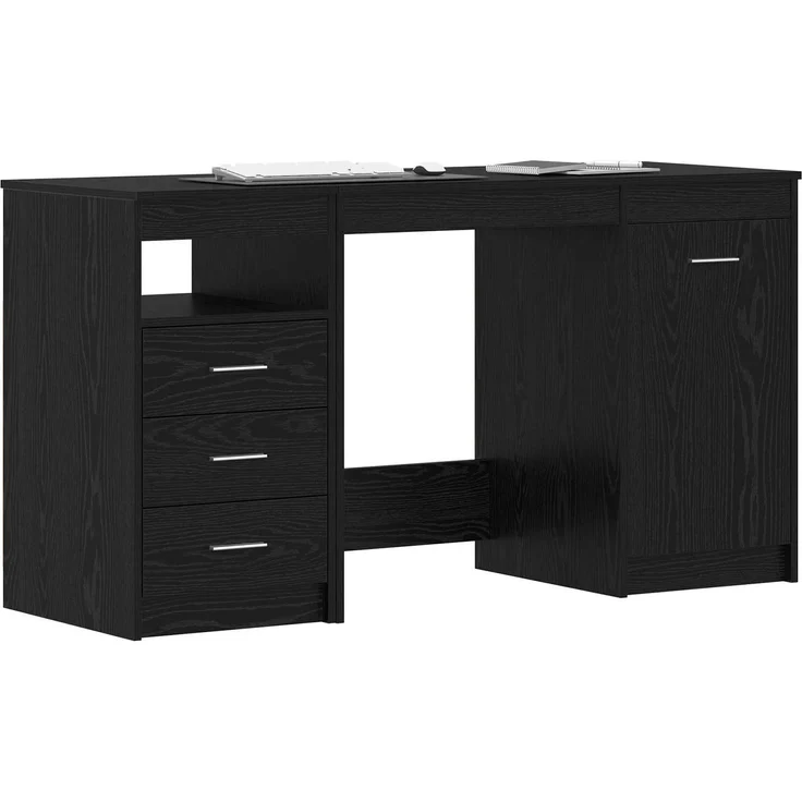 vidaXL Schreibtisch 2 pcs Schwarz Eichen-Optik 140 x 50 x 76 cm 3332543 – Bild 1