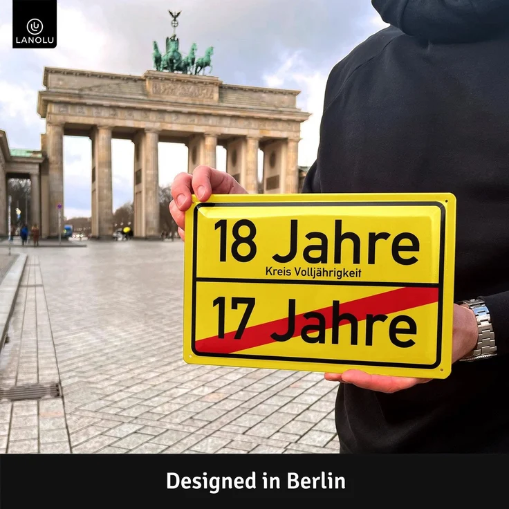 LANOLU Blechschild 18 Jahre Volljährig - 20x30cm – Metall – Gelb – 20182 – Bild 5