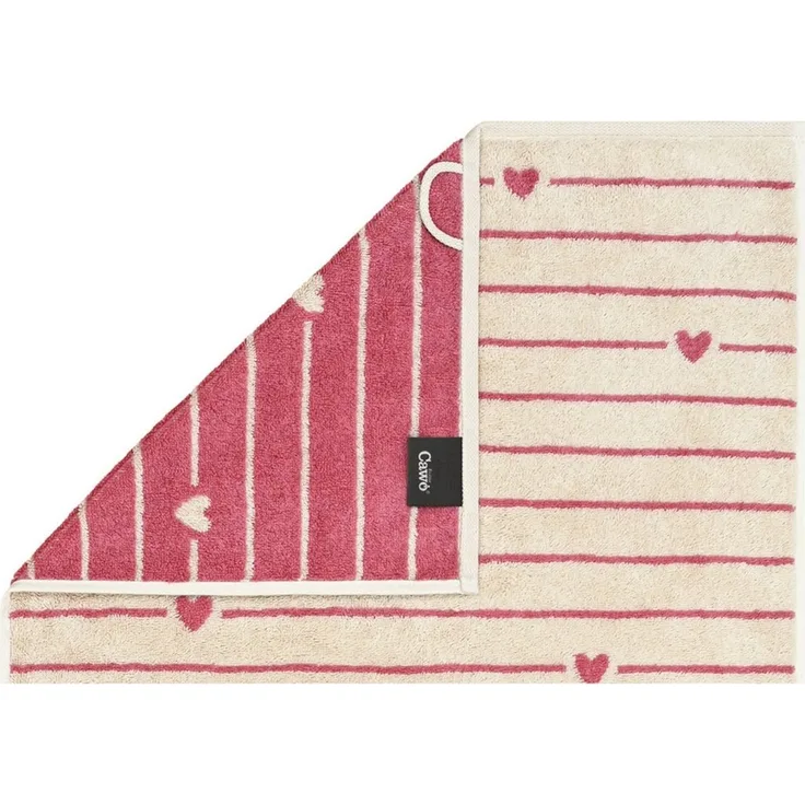 2 Stück Cawö Handtuch 50x100 cm Heart Beats Line beere Herzen rosa 6276-32