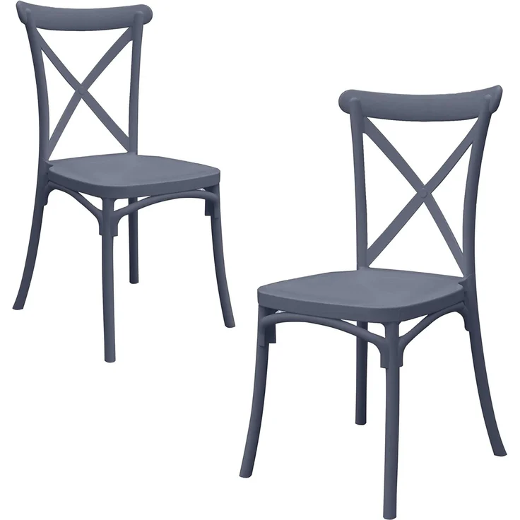 GARDENIA Country Stuhl aus Kunstharz, Vintage, Schwarz, 2 Stühle