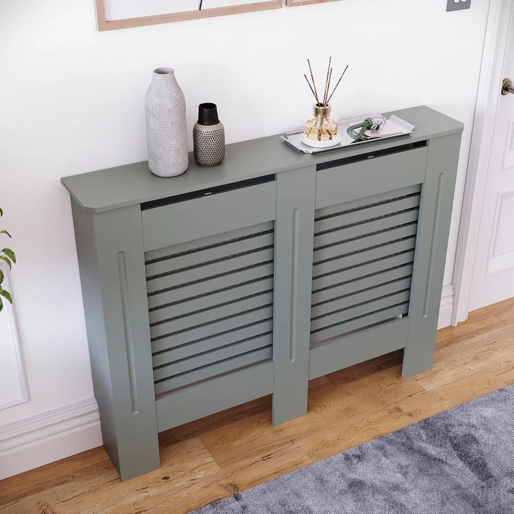 Vida Designs Milton Heizkörperabdeckung, traditionelle mitteldichte Faserplatte, grau lackierter Schrank, mittelgroß – Bild 7