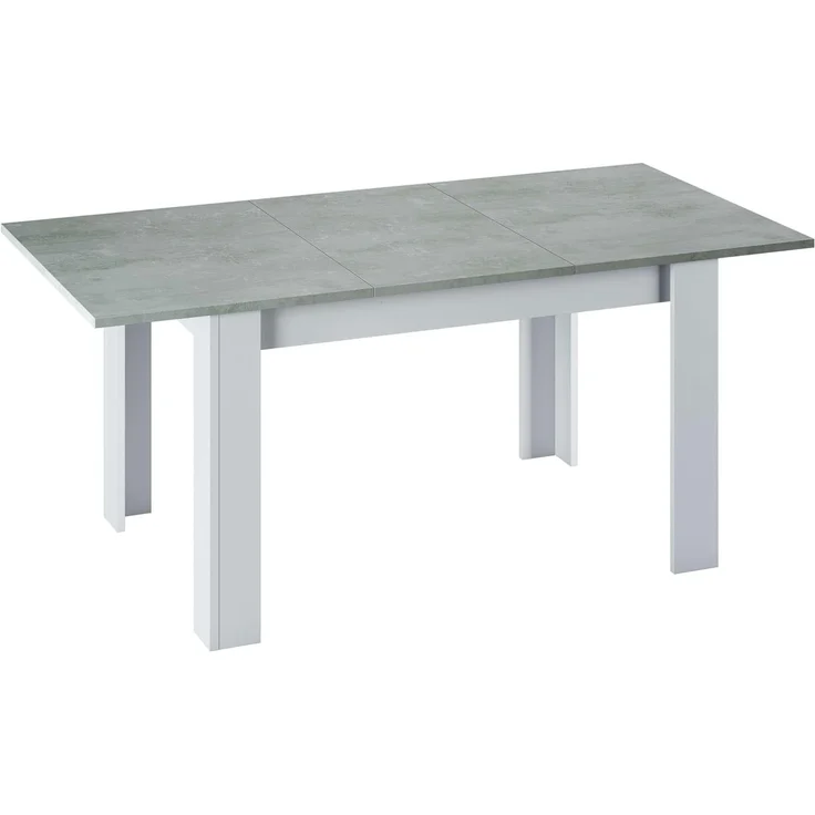 Ausziehbarer Esstisch, Betonfarbe und Artikweiß, Maße 140 x 78 x 90 cm – Bild 1