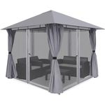 Sekey Garten Pavillon 3x3 m Wasserdicht Stabil Partyzelt, Gartenzelt mit 4 Seitenteile Reißverschluss, 180g/㎡ Polyester, Grau