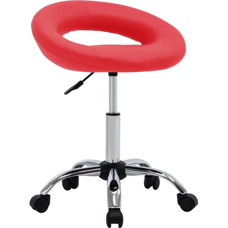 vidaXL Arbeitshocker auf Rollen Rot Kunstleder 323665