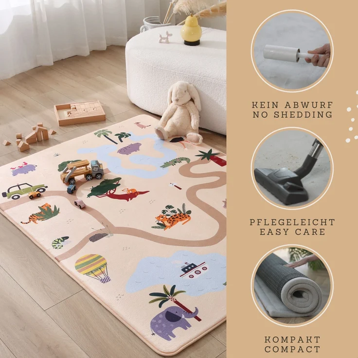 Hakuna Matte Kinderteppich Wolkenweiche Spielmatte Baby 160x120x1,5cm – Kinderzimmer Teppich, Höhe: 15 mm, Leicht, Rutschfest, Waschbar – Bild 5