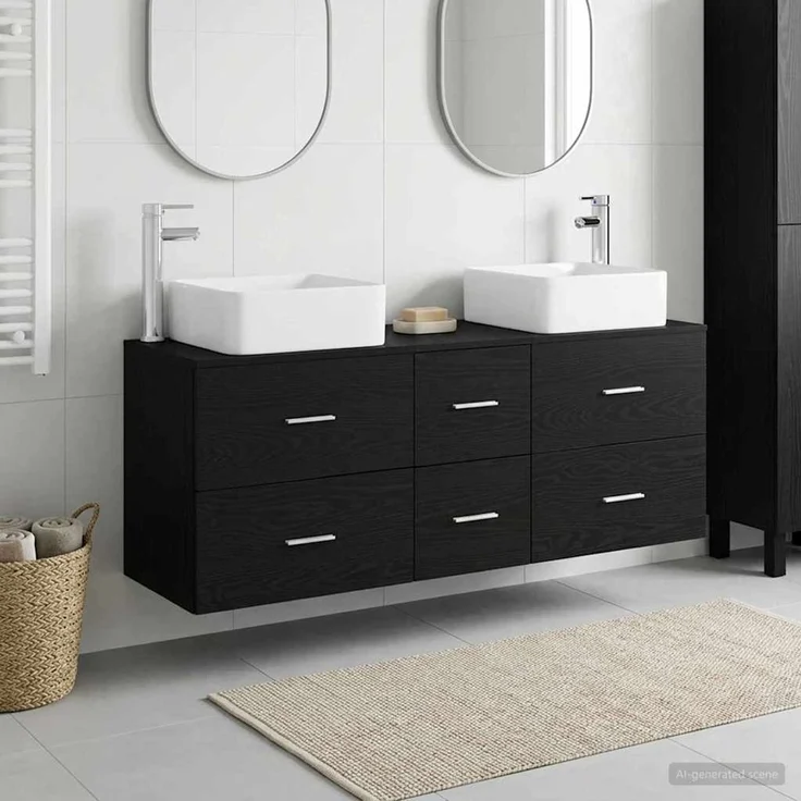 vidaXL Badezimmerschrank-Set 3 stk. Schwarz 129 x 41 x 80 cm 3405828 – Bild 1