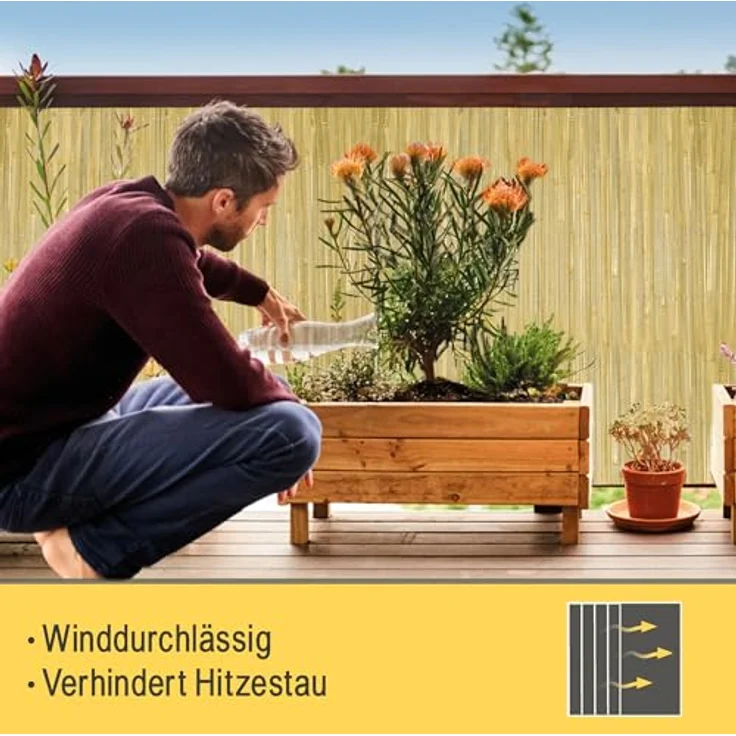 Sol Royal Hell Glänzender Split Bambus Sichtschutz 80x600 cm – Sichtschutz Bambus Zaun Bambusmatte Gartensichtschutz Balkon Sichtschutzzaun – Natursichtschutz Witterungsbeständig B33 – Bild 6