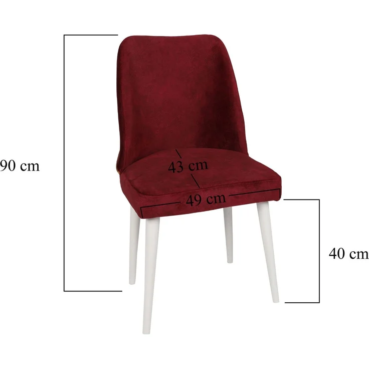 Skye Decor 'Nova 081 V4' Stuhlset (4-teilig), Weinrot / Weiß, 50 x 90 x 49 cm – Bild 8