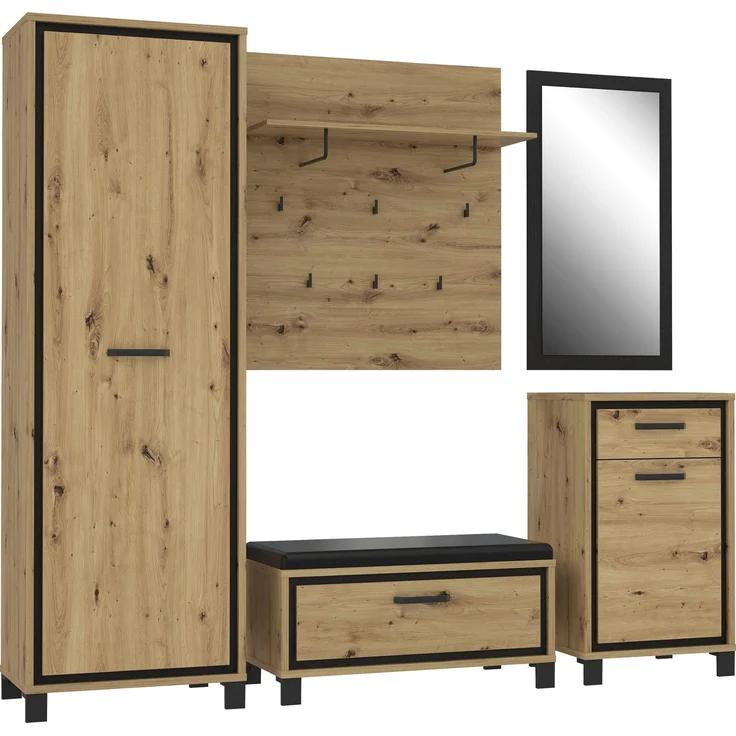 Garderobenpaneel >Travis< in Artisan Eiche, Holzwerkstoff - 90x100x30cm (BxHxT) – Bild 5
