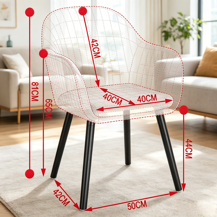 Stabil Empfangsstuhl,Relaxsessel mit Armlehnen,Tischstuhl,Akzentstuhl,Essstuhl,Wohnzimmerstuhl(nur 2PCS Stühle)--Dunkelgrau--42x50x81cm--YOUDENOVA – Bild 7