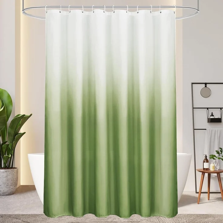 Duschvorhang 180x200cm Grün Textil Wasserdicht Waschbar Antischimmel – Bild 1