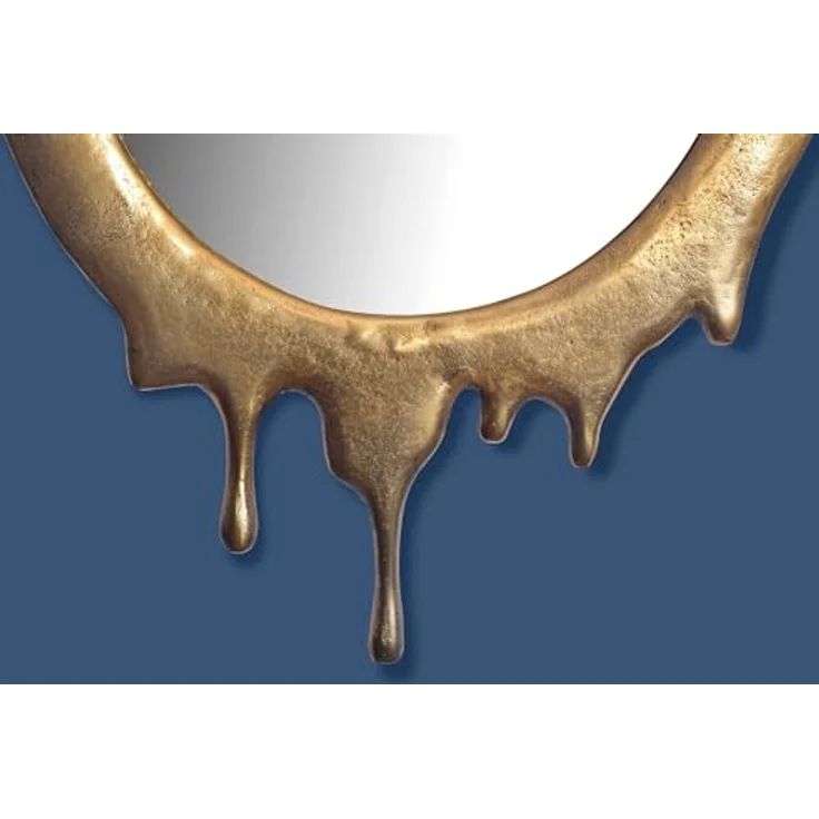 MID.YOU Wandspiegel, oval, Glas, Gold, 50x71x3 cm, senkrecht montierbar – Bild 5