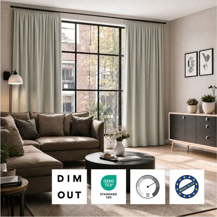 OTTO home Verdunkelungsvorhang ELLIAS, nach Wunschmaß, verdunkelnd & blickdicht, Made in Europe (1 St), Kräuselband, verdunkelnd, einfarbig, uni, Maßanfertigung in Europa, hochwertig