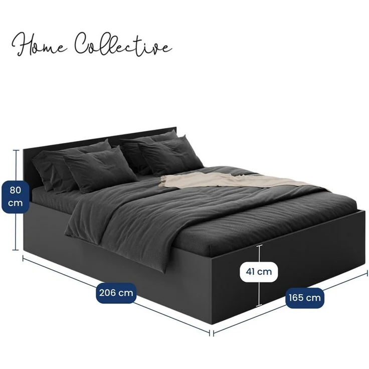 Home Collective Bett Doppelbett Bettgestell mit Lattenrost und Stauraum Stauraumbett (Größen: 90x200, 120x200, 140x200, 160x200, 180x200 cm), inkl. flexiblem Lattenrost und Bettkasten 160x200 cm Schwarz – Bild 3