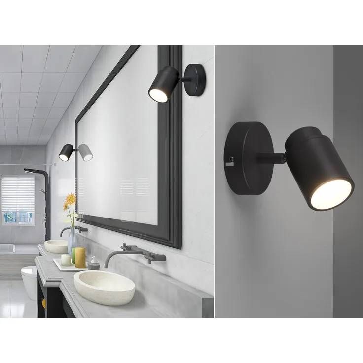 LED Wandstrahler Badezimmerlampe Schwarz, Breite 10,5cm