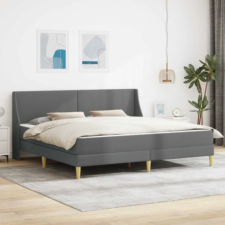 vidaXL Bettgestell mit Matratze Dunkelgrau 180 x 200 cm Polyester 3414750 – Bild 1