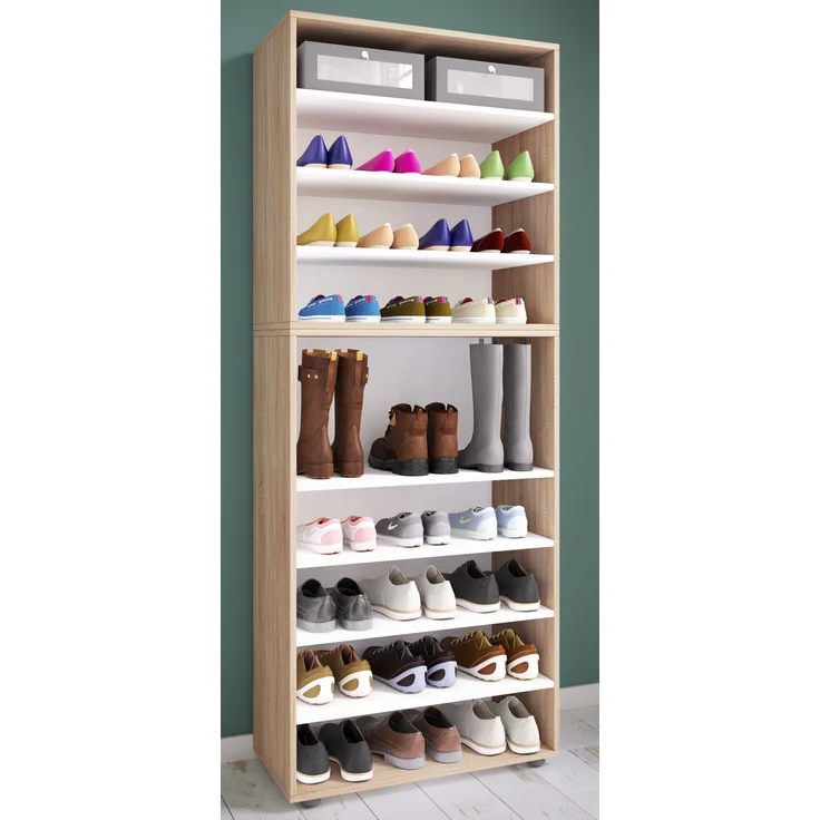 VCM Schuhschrank Lona 917833 Sonoma-Eiche H. 183 x B. 70 x T. 37 cm – Bild 2