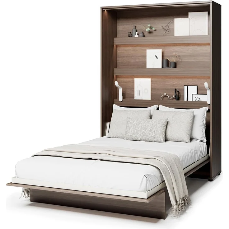 MEBLINI Schrankbett BC-01 - 140x200cm Vertikal - Dunin Eiche - Wandbett mit Lattenrost - Klappbett mit Schrank - Wandklappbett - Murphy Bed - Bettschrank – Bild 1