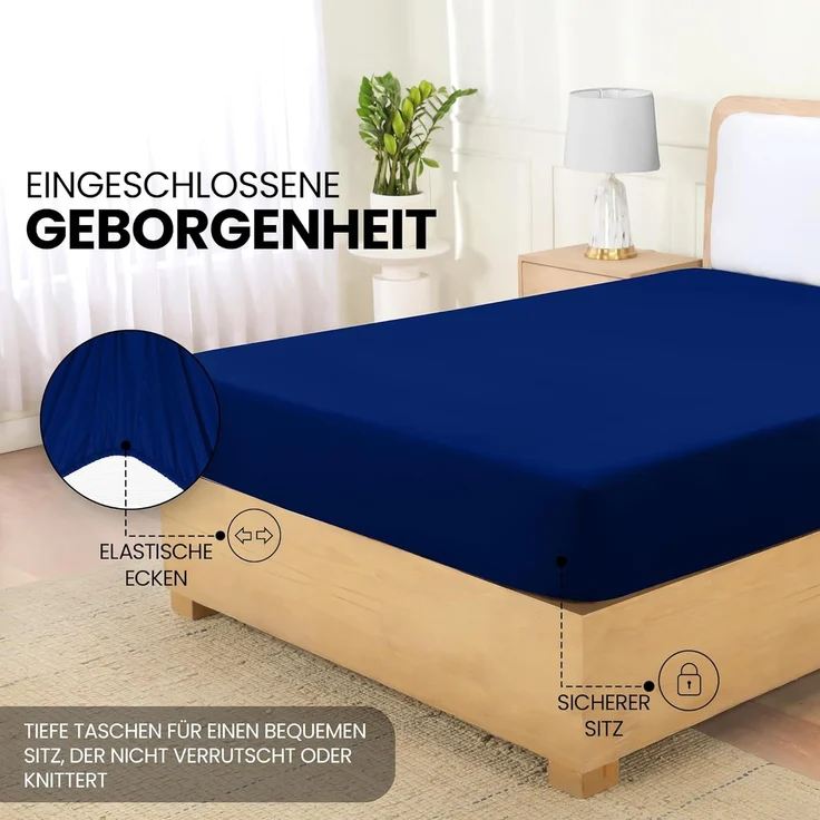 Utopia Bedding - Spannbettlaken 160x200 cm - Royal Blau - Gebürstete Polyester-Mikrofaser Spannbetttuch - 35 cm Tiefe Tasche – Bild 4
