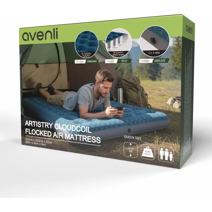 Avenli Luftmatratze Camping CloudCoil türkis 203x152x22cm – Bild 7