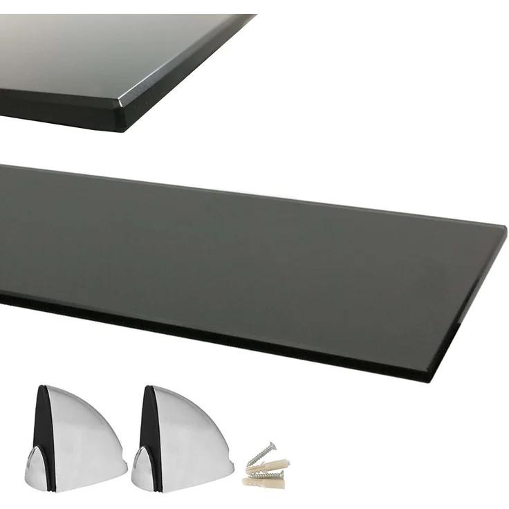 HOOZ Wandregal aus Sicherheitsglas mit Halterung - Weiß - 60 x 18 x 0,6 cm, 1-tlg, mit geschliffenen Kanten – Bild 6