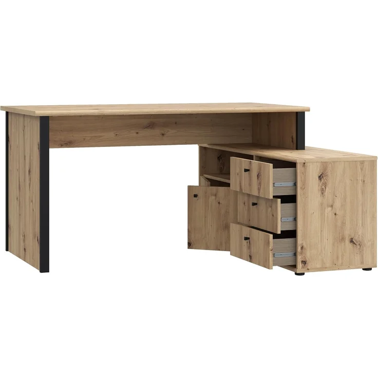 Forte Schreibtisch TEMPRA 2 - Büro in Artisan Eiche (D78)-Schwarz (Z13) – Bild 6